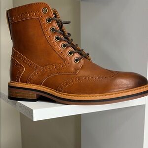 Club Room Tan Leather Brogue Boots